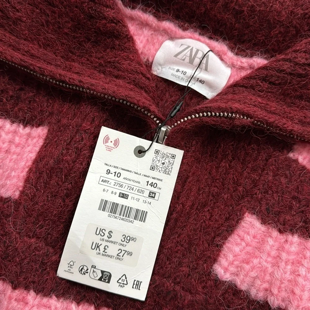 NWT Zara zippered striped pull over sweater 9/10
